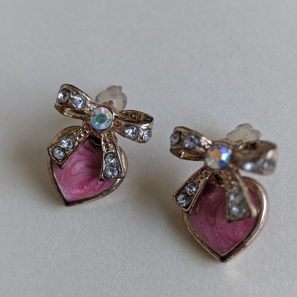 Pink with Bow Embellished Earrings